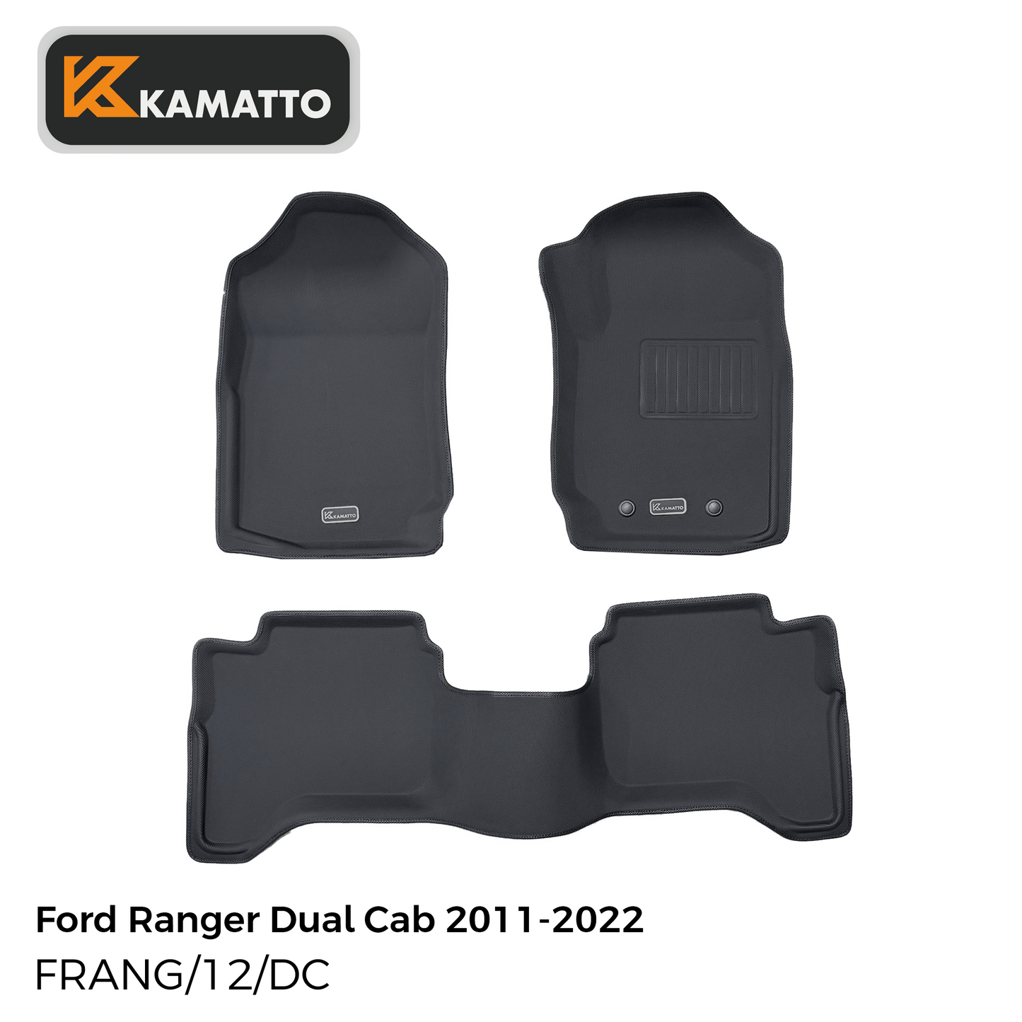 3D Kamatto PRO Car Floor Mats for Ford Ranger Dual Cab 2011-2022