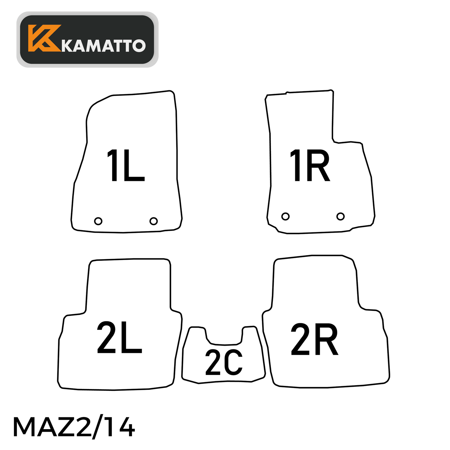 3D Kamatto PRO Car Floor Mats for Mazda 2 DJ 2014-2025