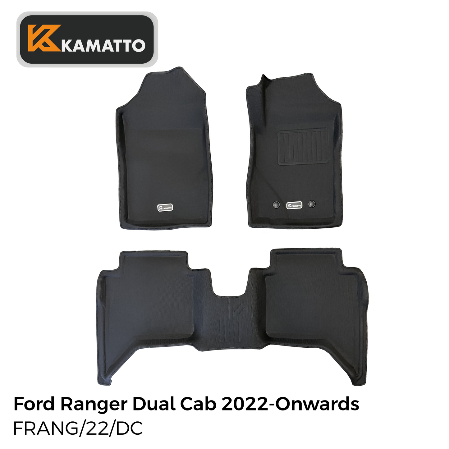 3D Kamatto PRO Car Floor Mats for Ford Ranger Dual Cab 2022-Onwards