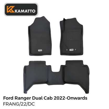 3D Kamatto PRO Car Floor Mats for Ford Ranger Dual Cab 2022-Onwards