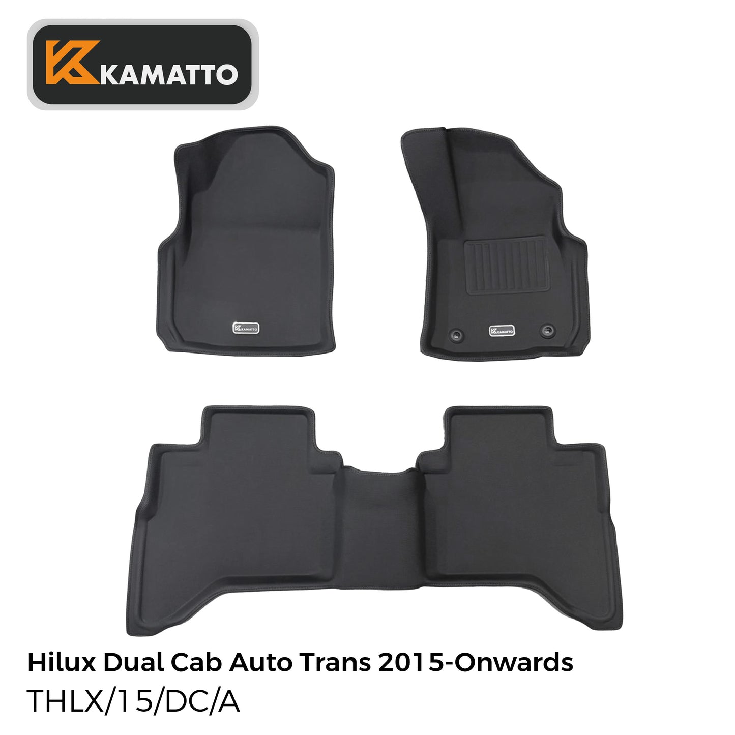 3D Kamatto PRO Car Floor Mats for Toyota Hilux Dual Cab Auto Trans 2015-Onwards
