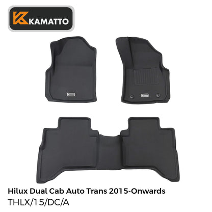 3D Kamatto PRO Car Floor Mats for Toyota Hilux Dual Cab Auto Trans 2015-Onwards