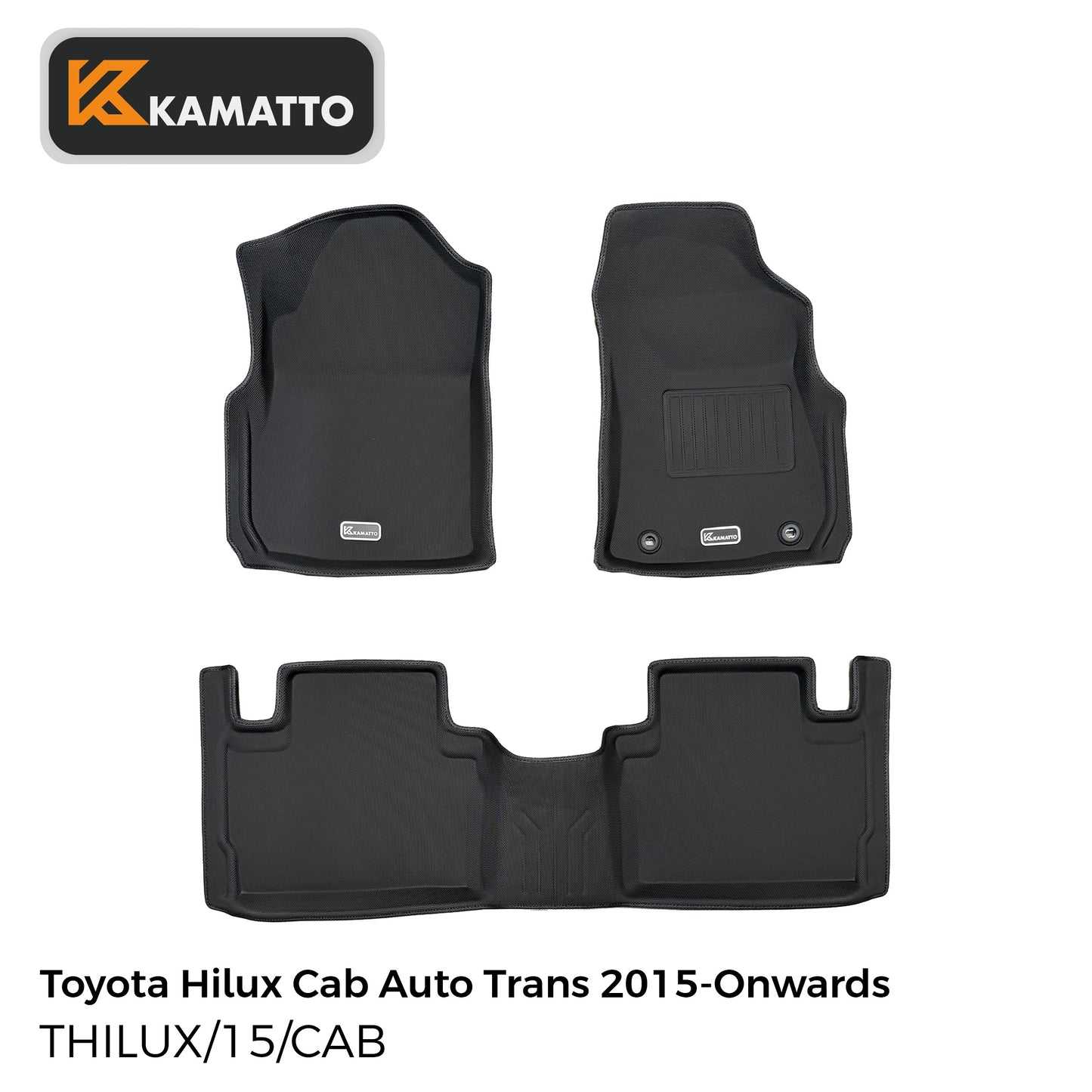 3D Kamatto PRO Car Floor Mats for Toyota Hilux Cab Auto Trans 2015-Onwards