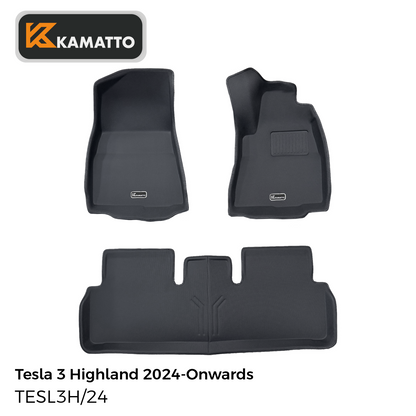 3D Kamatto PRO Car Floor Mats for Tesla 3 Highland 2024-Onwards
