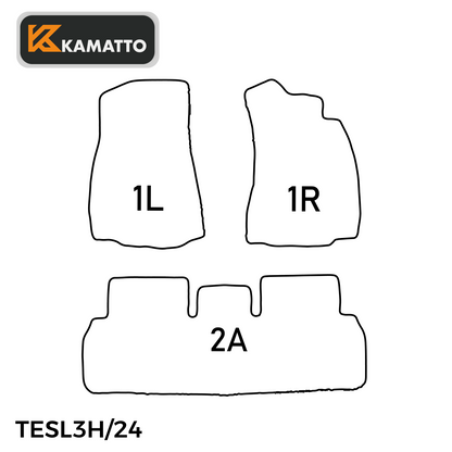 3D Kamatto PRO Car Floor Mats for Tesla 3 Highland 2024-Onwards