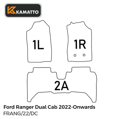 3D Kamatto PRO Car Floor Mats for Ford Ranger Dual Cab 2022-Onwards