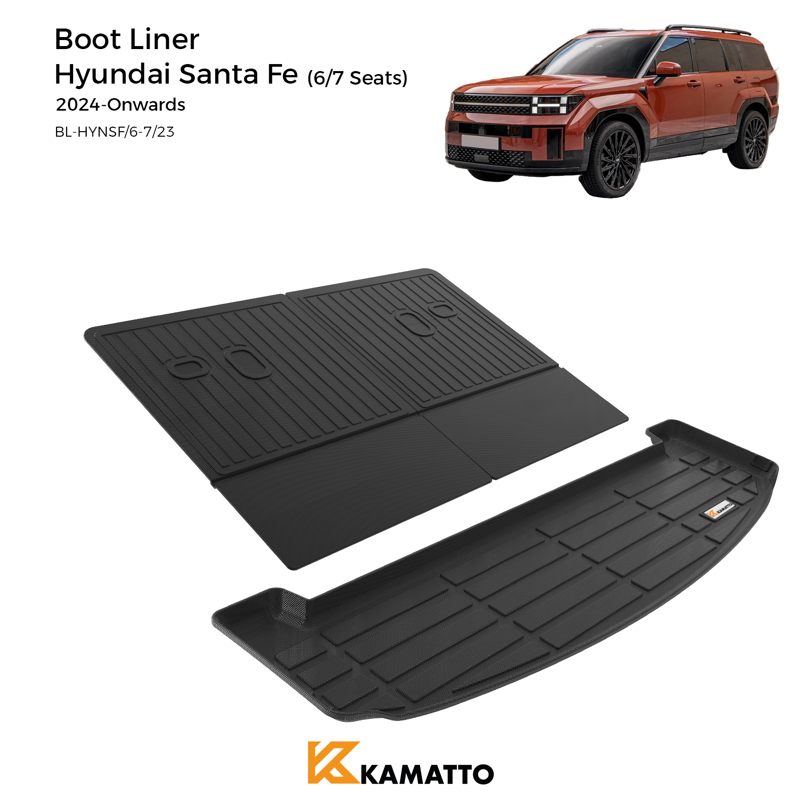 Custom Fit Boot Liner Hyundai Santa Fe 2024-Onwards TPE Cargo Mat All Weather