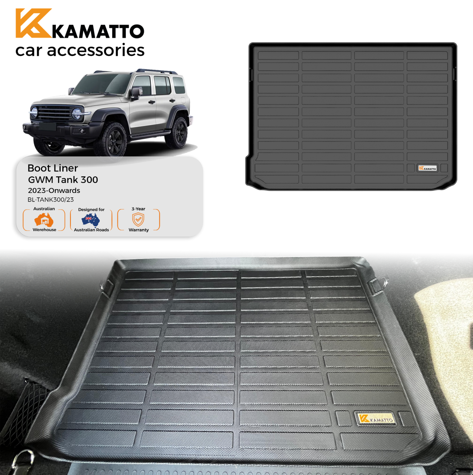 Custom Fit Boot Liner GWM Tank 300 2023-Onwards TPE Cargo Mat All Weather