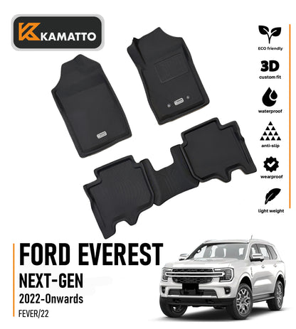 3D Kamatto PRO Car Floor Mats for Ford Everest Next-Gen 2022-Onwards