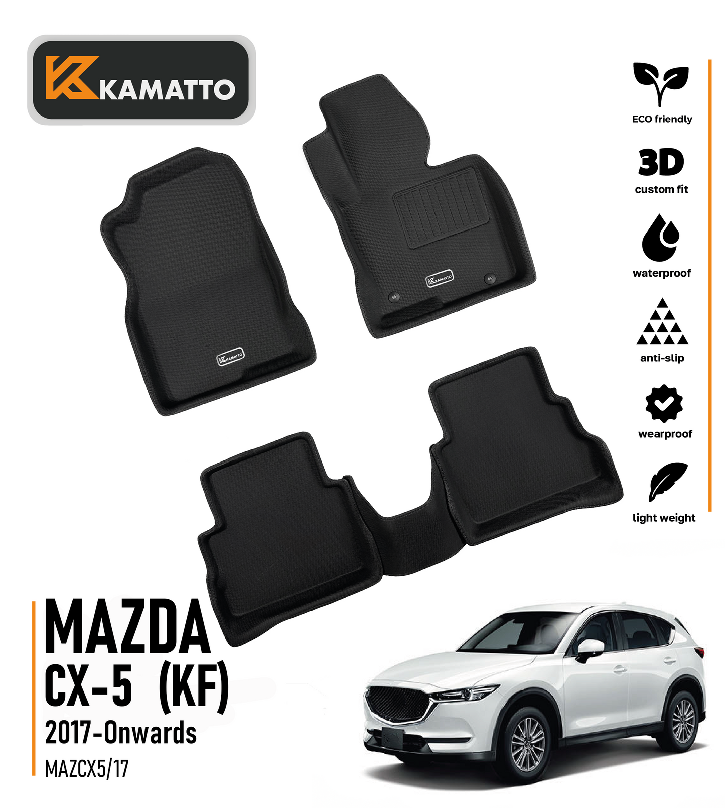 3D Kamatto PRO Car Floor Mats for Mazda CX-5 CX5 KF 2017-2025