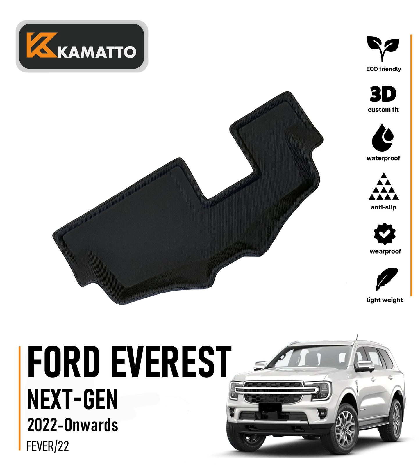 3D Kamatto PRO Third Row Floor Mat for Ford Everest Next-Gen 2022-Onwards