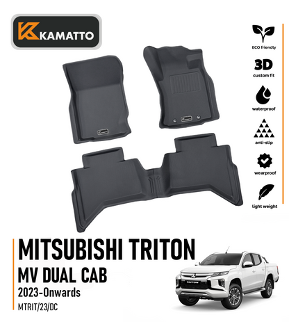 3D Kamatto PRO Car Floor Mats for Mitsubishi Triton MV Dual Cab 2023-Onwards