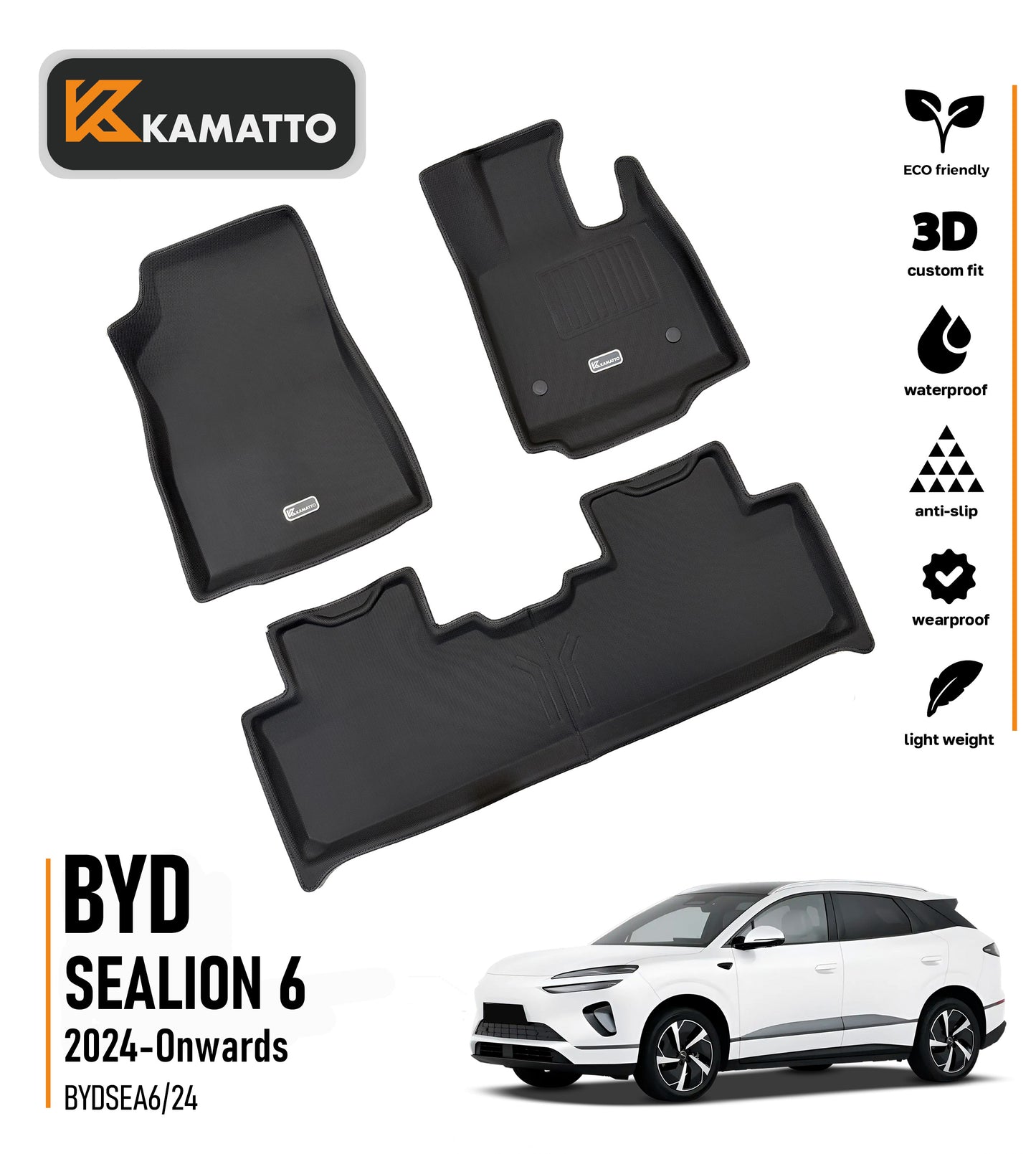 3D Kamatto PRO Car Floor Mats for BYD Sealion 6 2024-Onwards