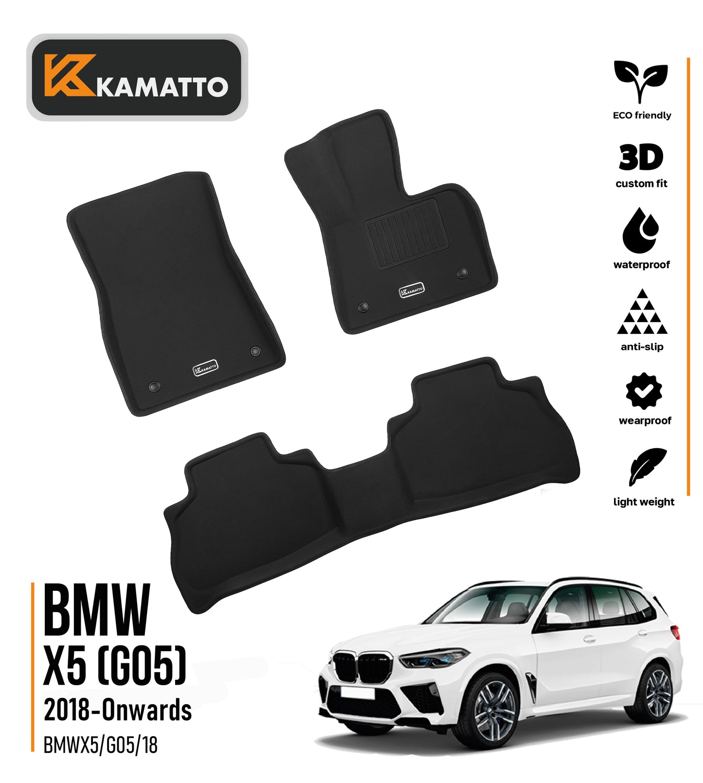 3D Kamatto PRO Car Floor Mats for BMW X5 G05 2018-Onwards