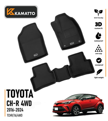 3D Kamatto PRO Car Floor Mats for Toyota CH-R 4WD 2016-2024