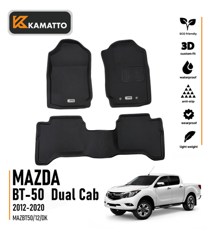3D Kamatto PRO Car Floor Mats for Mazda BT-50 BT50 Dual Cab 2012-2020