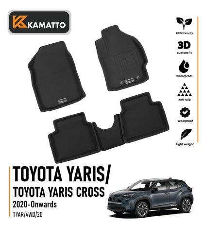 3D Kamatto PRO Car Floor Mats for Toyota Yaris/ Toyota Yaris Cross 4WD 2020-Onwards