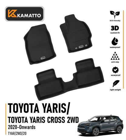 3D Kamatto PRO Car Floor Mats for Toyota Yaris/ Toyota Yaris Cross 2WD 2020-Onwards