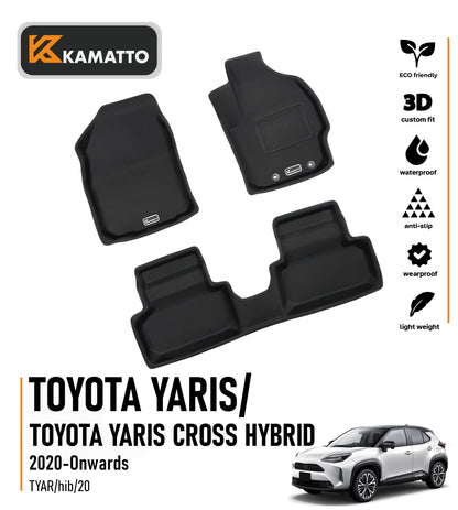 3D Kamatto PRO Car Floor Mats for Toyota Yaris/ Toyota Yaris Cross Hybrid 2020-Onwards