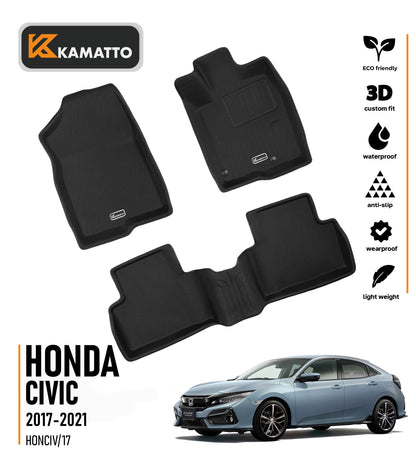 3D Kamatto PRO Car Floor Mats for Honda Civic 2017-2021