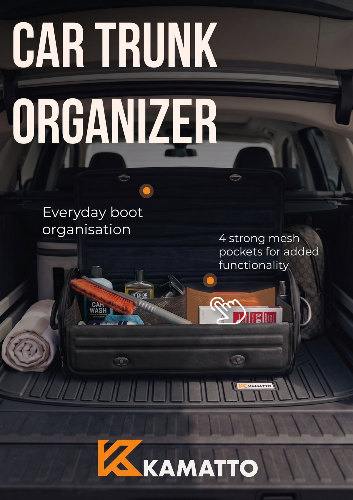 KAMATTO Folding Car Boot Organiser